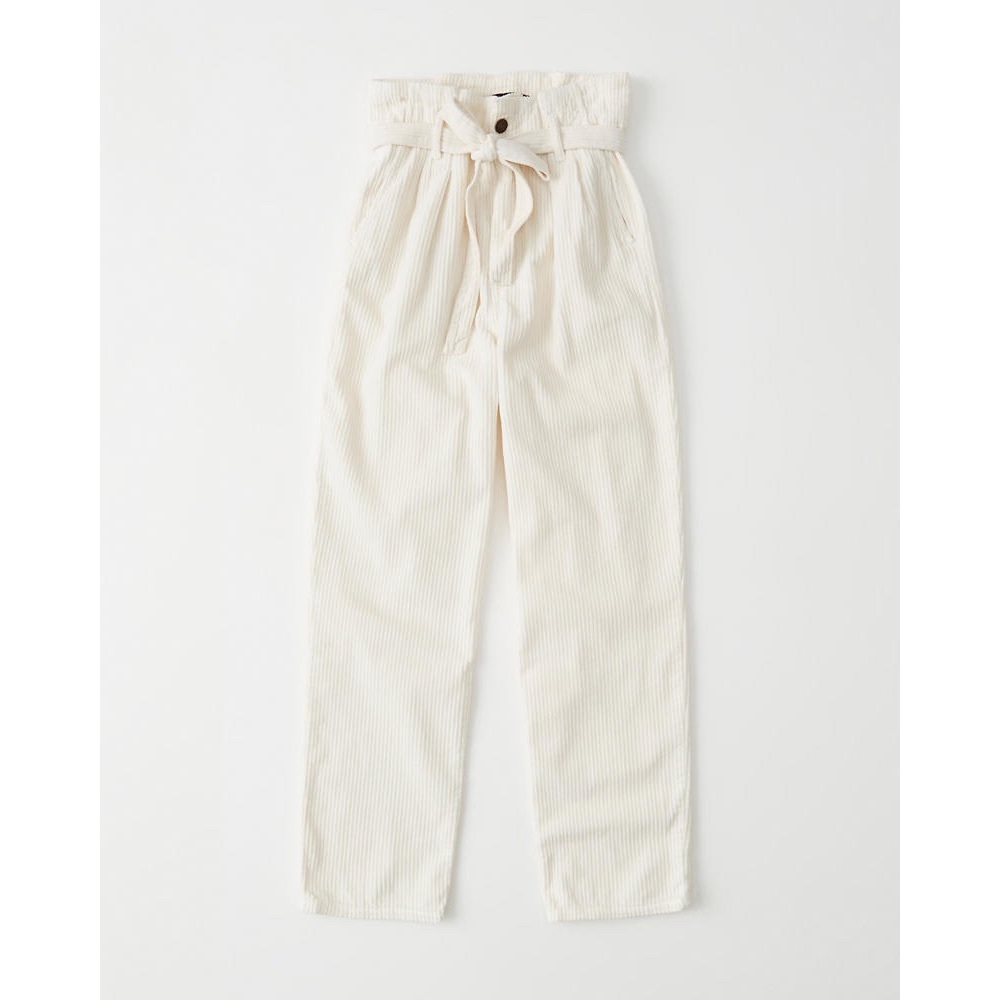 Abercrombie Paperbag Waist Cream Corduroy Pants